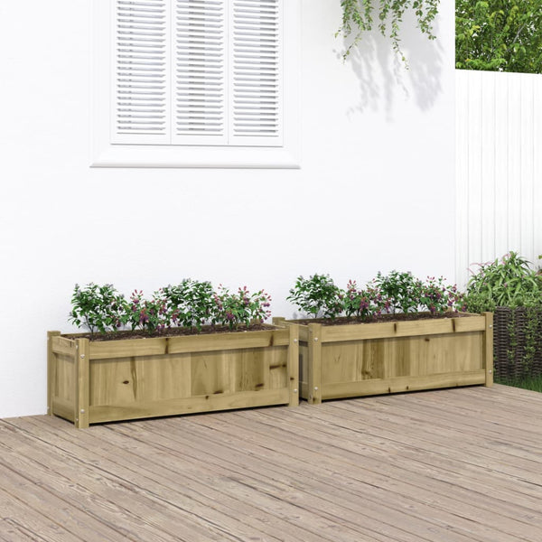 jardiniere bois massif style rustique 90x31x31 cm set 1 2 pcs naturel impregne 3 | jardinna