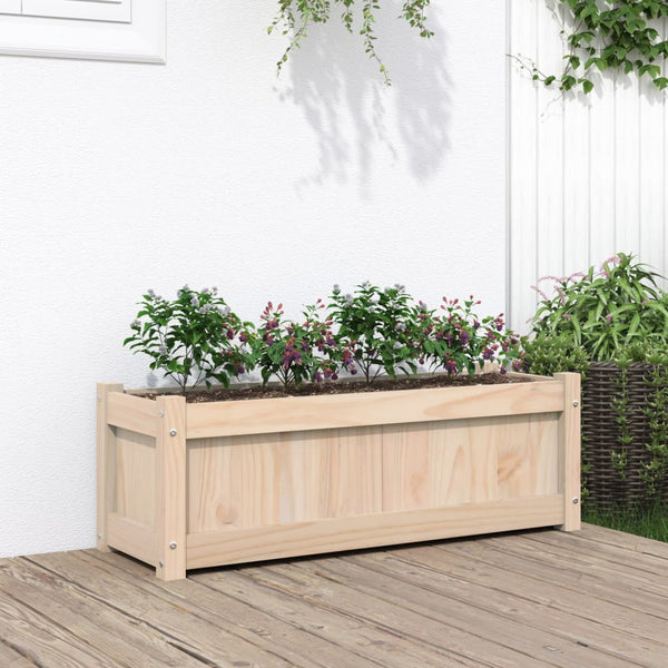 jardiniere bois massif style rustique 90x31x31 cm set 1 2 pcs pin naturel 2 | jardinna
