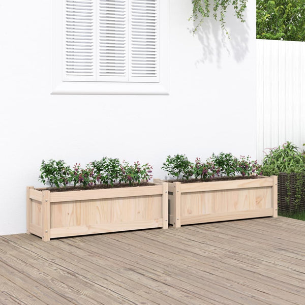 jardiniere bois massif style rustique 90x31x31 cm set 1 2 pcs pin naturel 3 | jardinna
