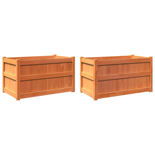 jardiniere bois massif style rustique 90x50x50 cm set 1 2 pcs 2 | jardinna