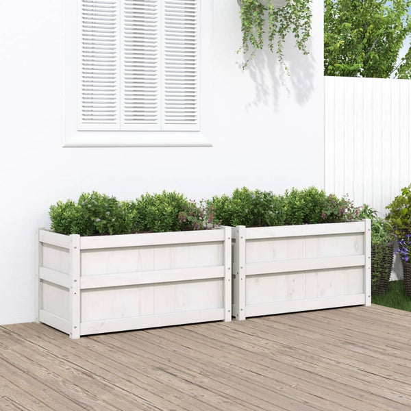 jardiniere bois massif style rustique 90x50x50 cm set 1 2 pcs blanc 3 | jardinna
