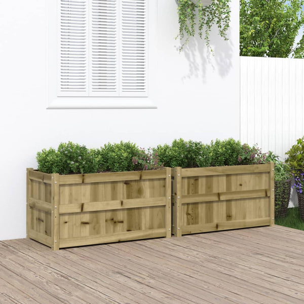 jardiniere bois massif style rustique 90x50x50 cm set 1 2 pcs naturel impregne 3 | jardinna