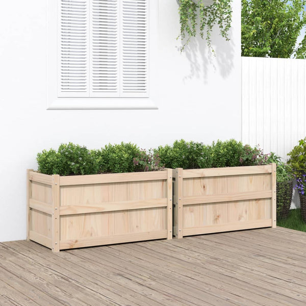 jardiniere bois massif style rustique 90x50x50 cm set 1 2 pcs pin naturel 3 | jardinna