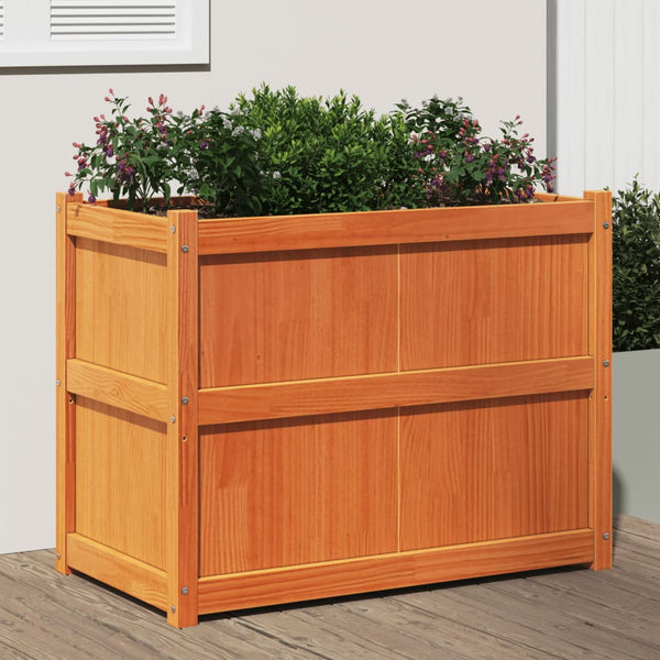 jardiniere bois massif style rustique 90x50x70 cm bois pin brun 1 | jardinna
