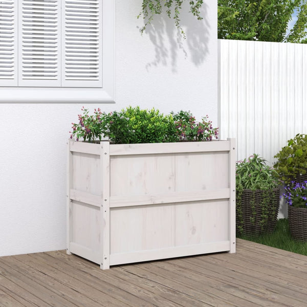 jardiniere bois massif style rustique 90x50x70 cm pin blanc 1 | jardinna