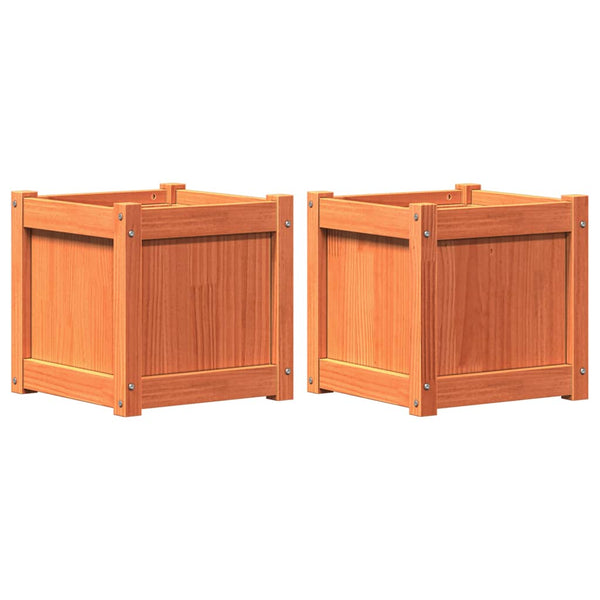 jardiniere bois pin massif design cubique renforts 2 | jardinna