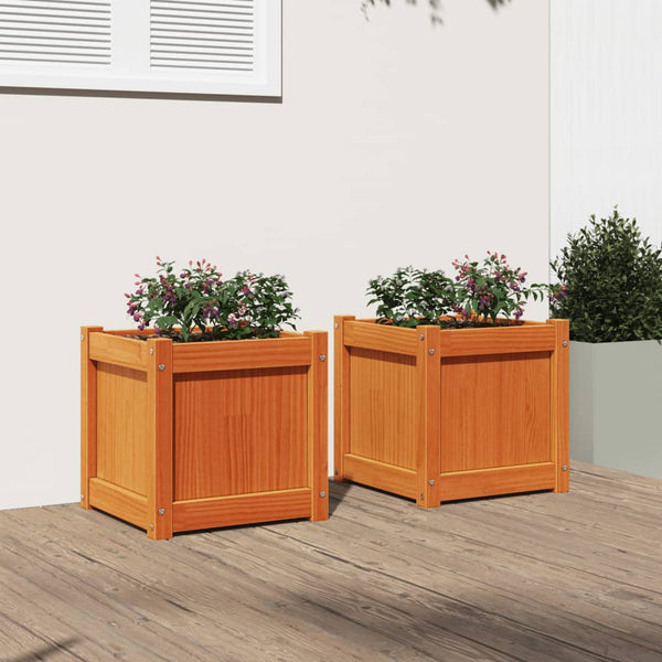 jardiniere bois pin massif design cubique renforts 3 | jardinna
