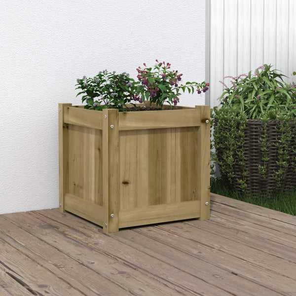 jardiniere bois pin massif design cubique renforts naturel impregne 2 | jardinna