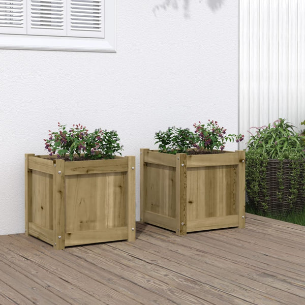 jardiniere bois pin massif design cubique renforts naturel impregne 3 | jardinna