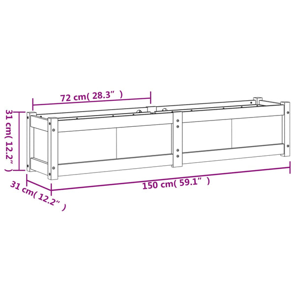 jardiniere bois pin massif style rustique 150x31x31 cm 12 | jardinna