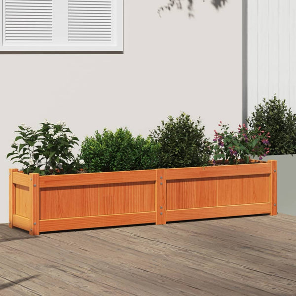 jardiniere bois pin massif style rustique 150x31x31 cm bois pin brun 2 | jardinna