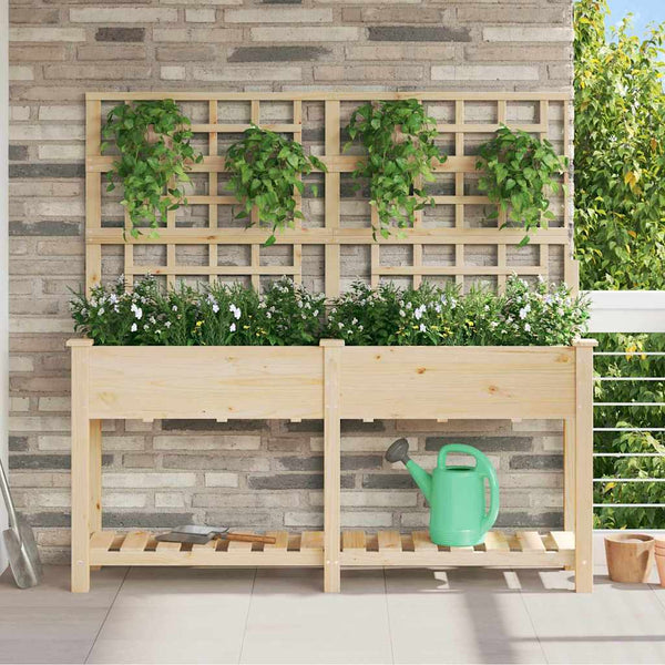 jardiniere bois treillis beige moderne durable 161 x 46 x 152 cm 1 | jardinna