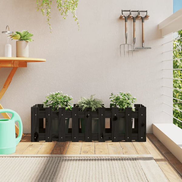 jardiniere cache pot bois exterieur multi tailles coloris pin noir 100 x 30 x 30 cm 1 | jardinna