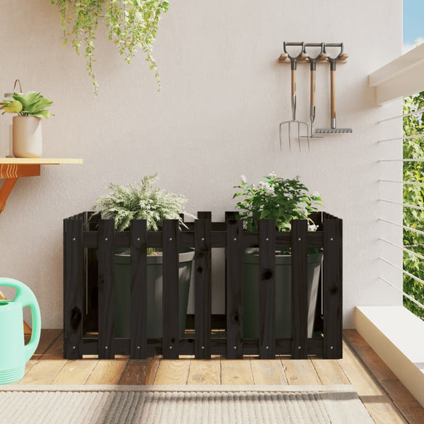 jardiniere cache pot bois exterieur multi tailles coloris pin noir 100 x 50 x 50 cm 1 | jardinna