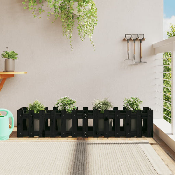 jardiniere cache pot bois exterieur multi tailles coloris pin noir 150 x 30 x 30 cm 1 | jardinna