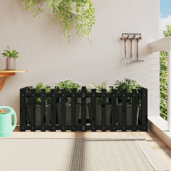 jardiniere cache pot bois exterieur multi tailles coloris pin noir 150 x 50 x 50 cm 1 | jardinna
