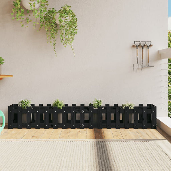 jardiniere cache pot bois exterieur multi tailles coloris pin noir 200 x 30 x 30 cm 1 | jardinna