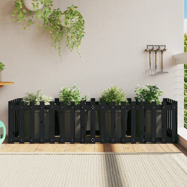 jardiniere cache pot bois exterieur multi tailles coloris pin noir 200 x 50 x 50 cm 1 | jardinna