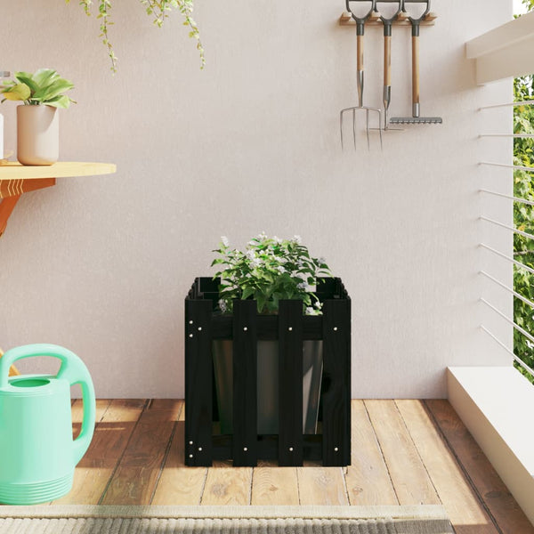 jardiniere cache pot bois exterieur multi tailles coloris pin noir 40 x 40 x 40 cm 1 | jardinna