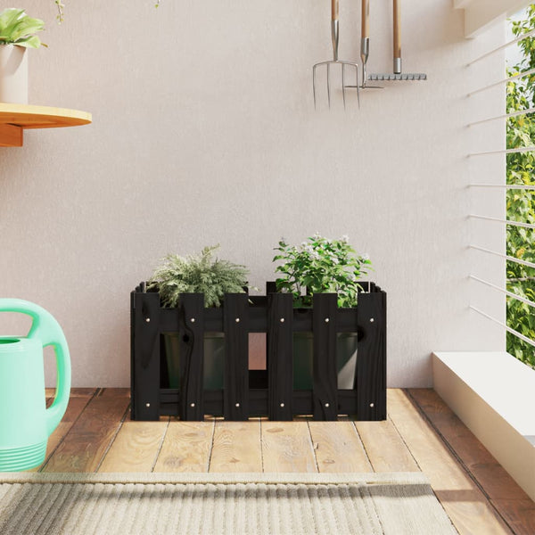 jardiniere cache pot bois exterieur multi tailles coloris pin noir 60 x 30 x 30 cm 1 | jardinna