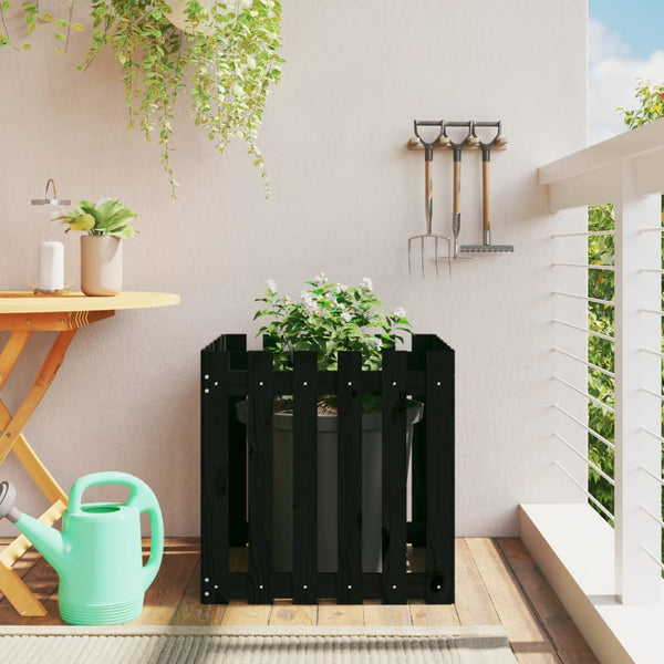 jardiniere cache pot bois exterieur multi tailles coloris pin noir 60 x 60 x 60 cm 1 | jardinna