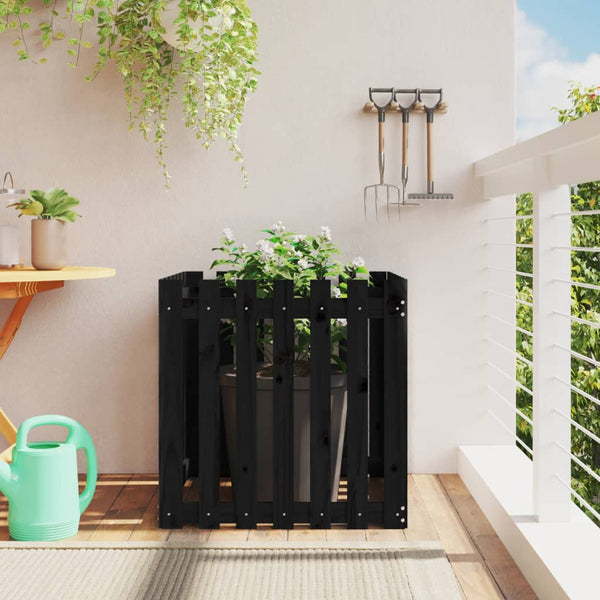 jardiniere cache pot bois exterieur multi tailles coloris pin noir 70 x 70 x 70 cm 1 | jardinna