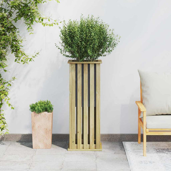 jardiniere haute design colonne pin impregne marron 4 | jardinna