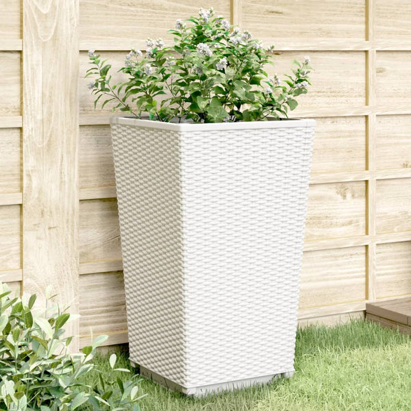 jardiniere haute plastique aspect tresse moderne set 2 4 pcs blanc 3 | jardinna