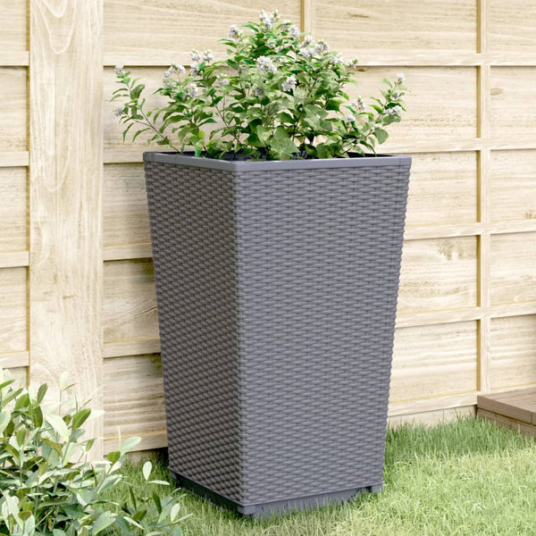 jardiniere haute plastique aspect tresse moderne set 2 4 pcs gris bleu 5 | jardinna