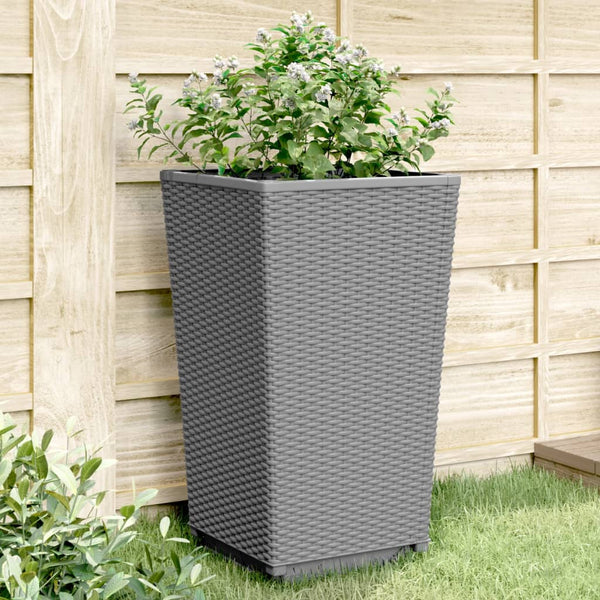 jardiniere haute plastique aspect tresse moderne set 2 4 pcs gris clair 3 | jardinna