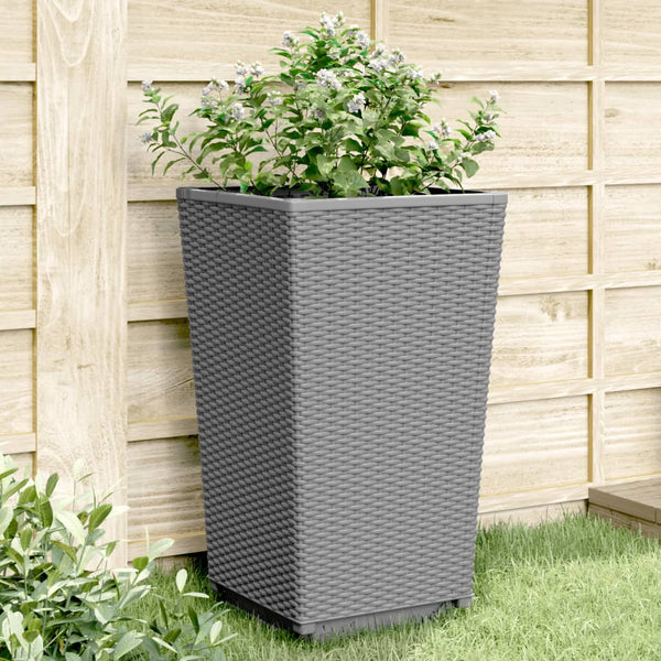 jardiniere haute plastique aspect tresse moderne set 2 4 pcs gris clair 5 | jardinna