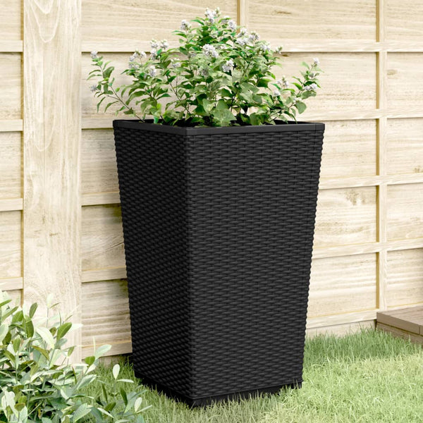 jardiniere haute plastique aspect tresse moderne set 2 4 pcs noir 3 | jardinna
