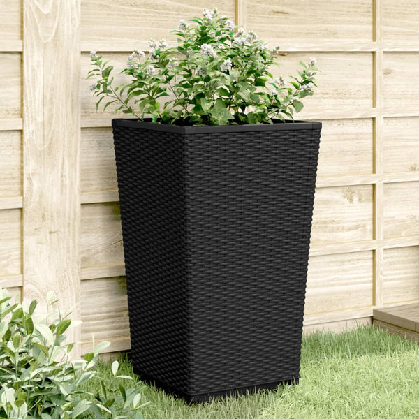 jardiniere haute plastique aspect tresse moderne set 2 4 pcs noir 5 | jardinna