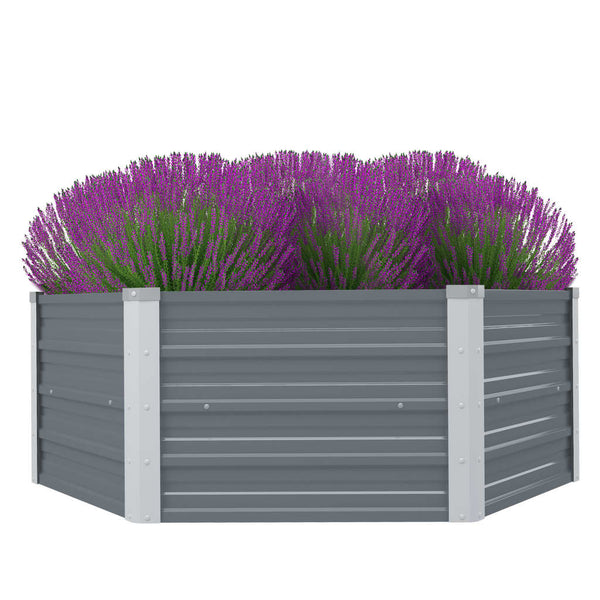 jardiniere jardin acier galvanise hexagonale renforts gris 1 | jardinna