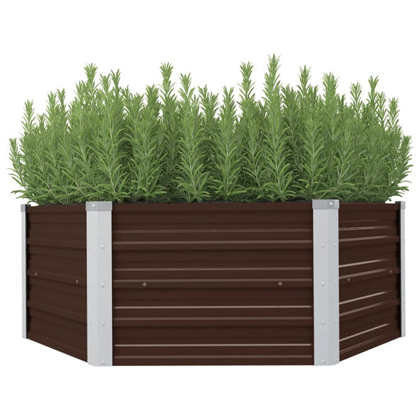 jardiniere jardin acier galvanise hexagonale renforts marron 1 | jardinna