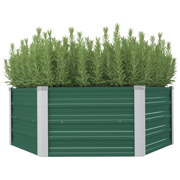 jardiniere jardin acier galvanise hexagonale renforts vert 1 | jardinna