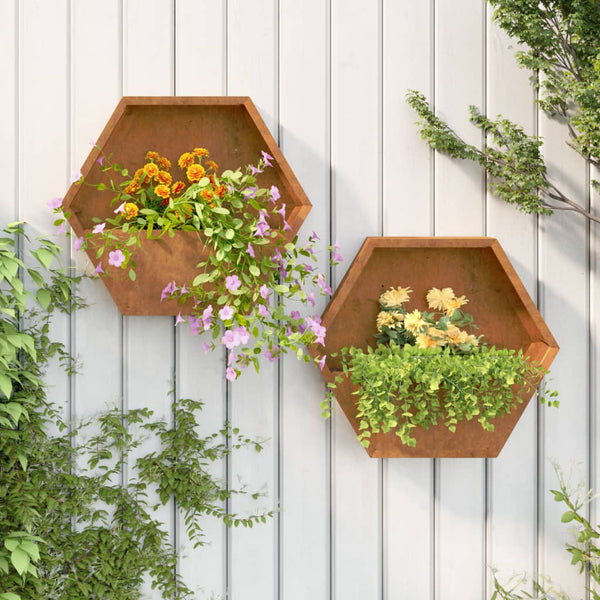 jardiniere murale exterieur acier corten rustique 46 x 10 x 40 cm 1 | jardinna