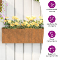 jardiniere murale exterieur acier corten rustique set 2 pcs 10 | jardinna