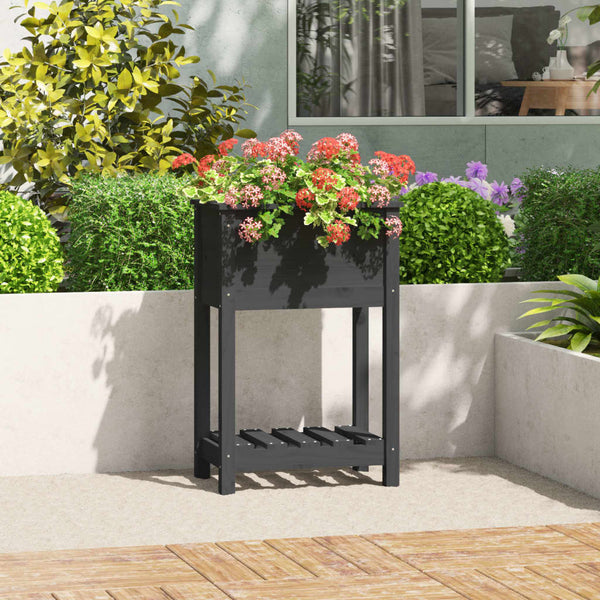 jardiniere pied bois etagere gris 54 x 34 x 81 cm 1 | jardinna