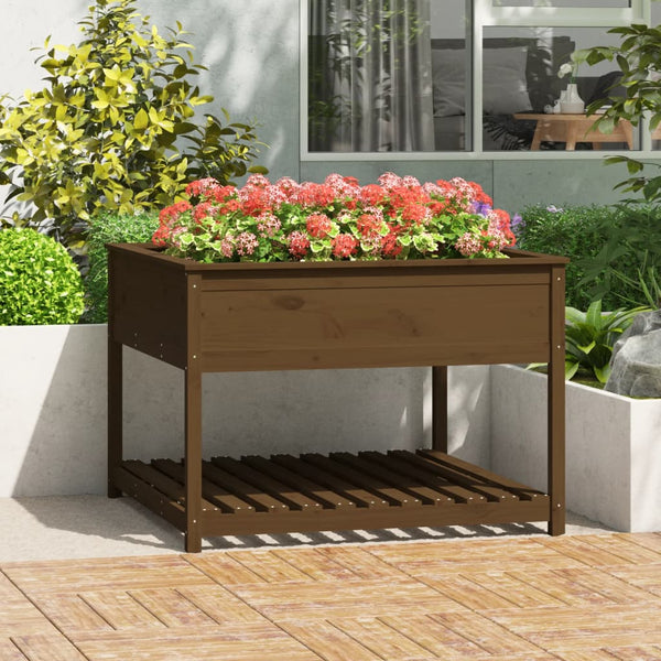 jardiniere pied bois etagere marron miel 111 x 111 x 81 cm 1 | jardinna