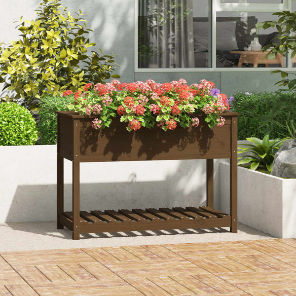jardiniere pied bois etagere marron miel 111 x 54 x 81 cm 1 | jardinna