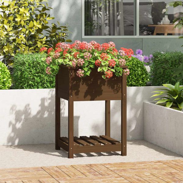 jardiniere pied bois etagere marron miel 57 x 54 x 81 cm 1 | jardinna