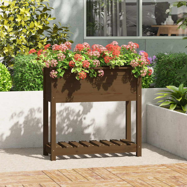 jardiniere pied bois etagere marron miel 82 x 34 x 81 cm 1 | jardinna