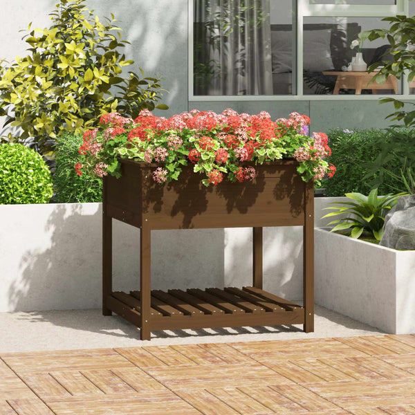 jardiniere pied bois etagere marron miel 82 x 82 x 81 cm 1 | jardinna