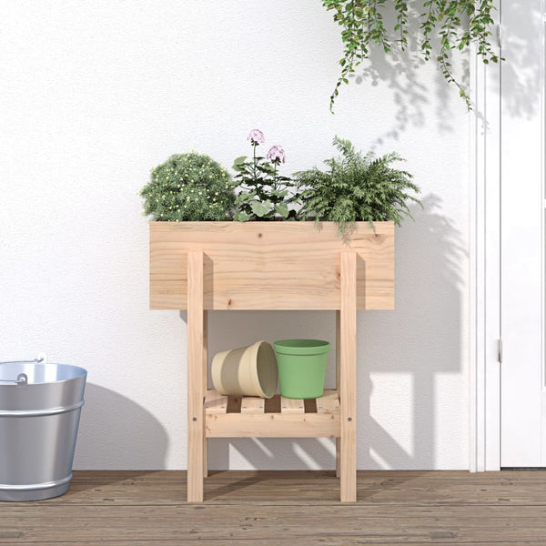 jardiniere pied etagere bois pin massif pin naturel 62 x 30 x 69 cm 1 | jardinna