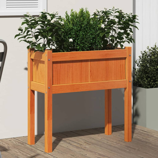 jardiniere pied rectangulaire bois massif 70 cm bois pin brun 2 | jardinna
