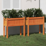 jardiniere pied rectangulaire bois massif 70 cm bois pin brun 3 | jardinna
