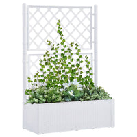jardiniere plastique treillis arrosage automatique blanc 100 x 43 x 142 cm 66gl | jardinna