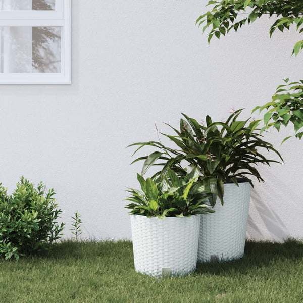 jardiniere polypropylene aspect rotin drainage blanc 16 | jardinna