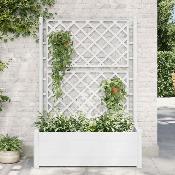 jardiniere polypropylene treillis bac a fleurs durable blanc 100 x 43 x 142 cm 1 | jardinna